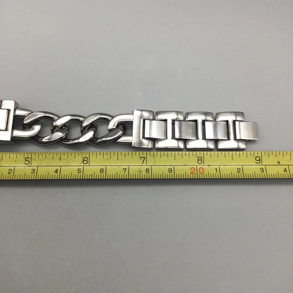 Marc Ecko Flip Up Womens Watch 19mm Rhinestone Logo Chain Band New Battery 8.75